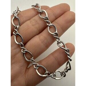 Vintage Sterling Silver Link Chain Bracelet 7.5”